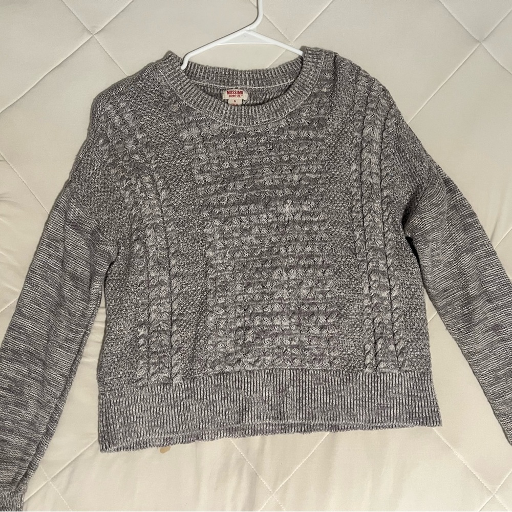 Grey Knit Crew-Neck Sweater